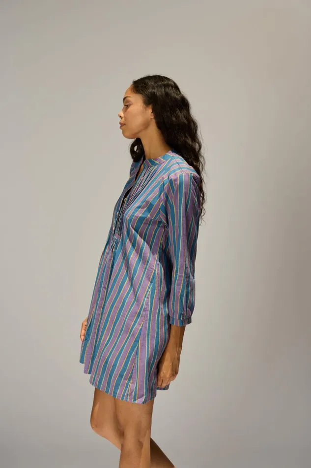 Natalie Martin SAMMIE SHORT DRESS Batik Stripe Lavender Shop Dresses