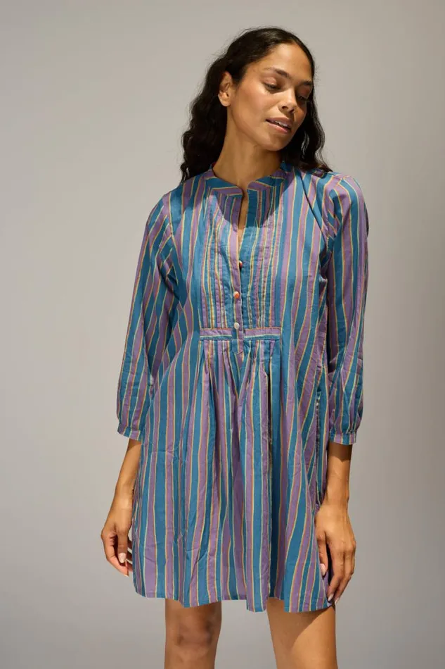 Natalie Martin SAMMIE SHORT DRESS Batik Stripe Lavender Shop Dresses