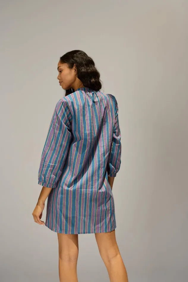 Natalie Martin SAMMIE SHORT DRESS Batik Stripe Lavender Shop Dresses