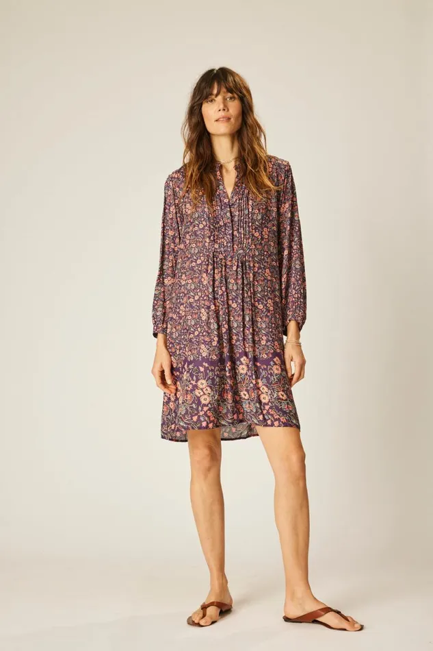 Natalie Martin SAMMIE SHORT DRESS Petite Fleur Aubergine Shop Dresses