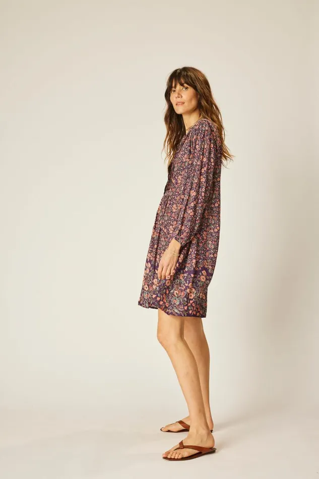 Natalie Martin SAMMIE SHORT DRESS Petite Fleur Aubergine Shop Dresses