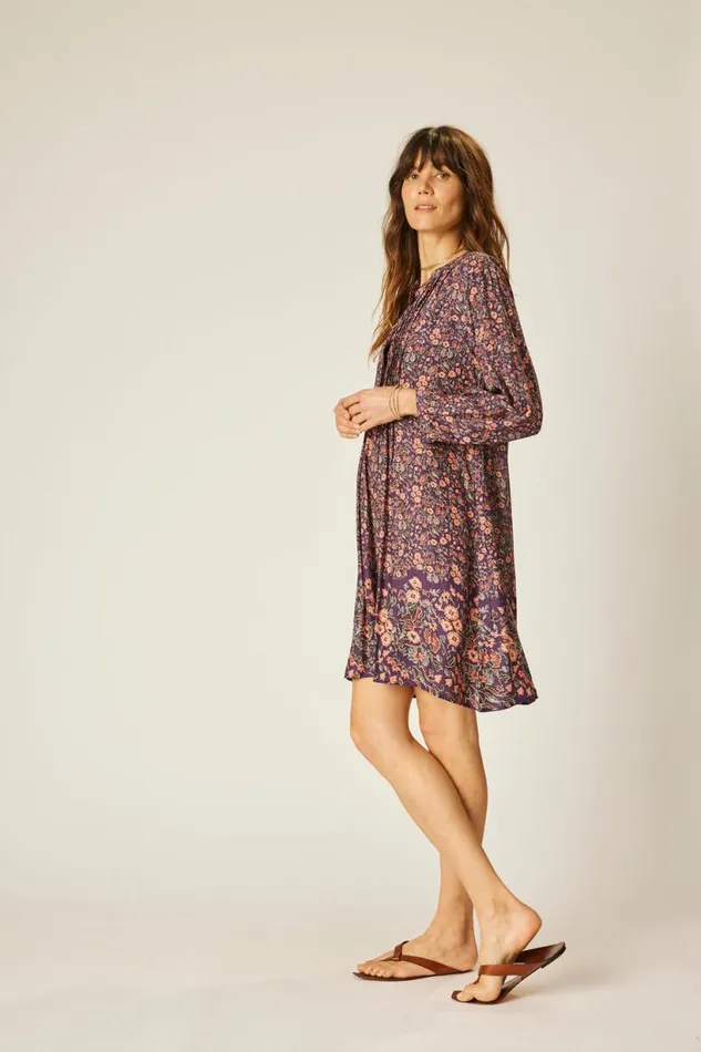 Natalie Martin SAMMIE SHORT DRESS Petite Fleur Aubergine Shop Dresses