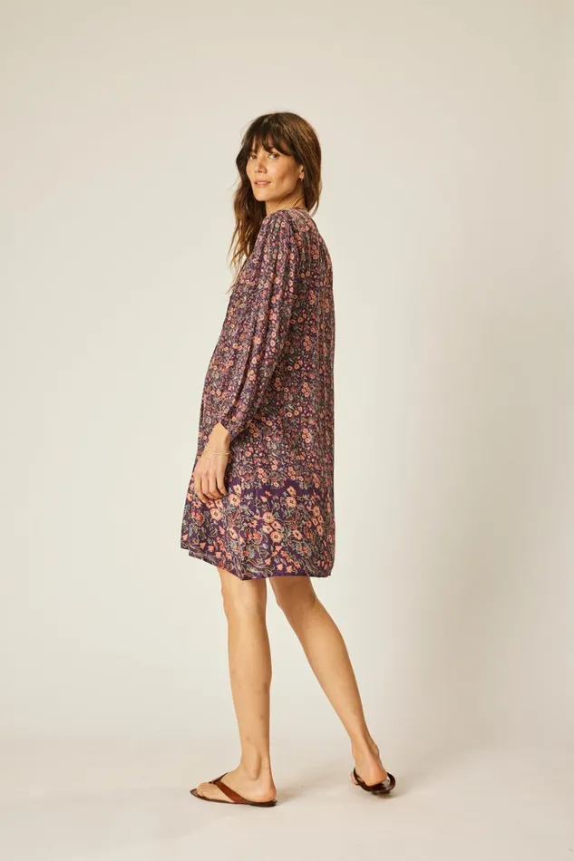 Natalie Martin SAMMIE SHORT DRESS Petite Fleur Aubergine Shop Dresses
