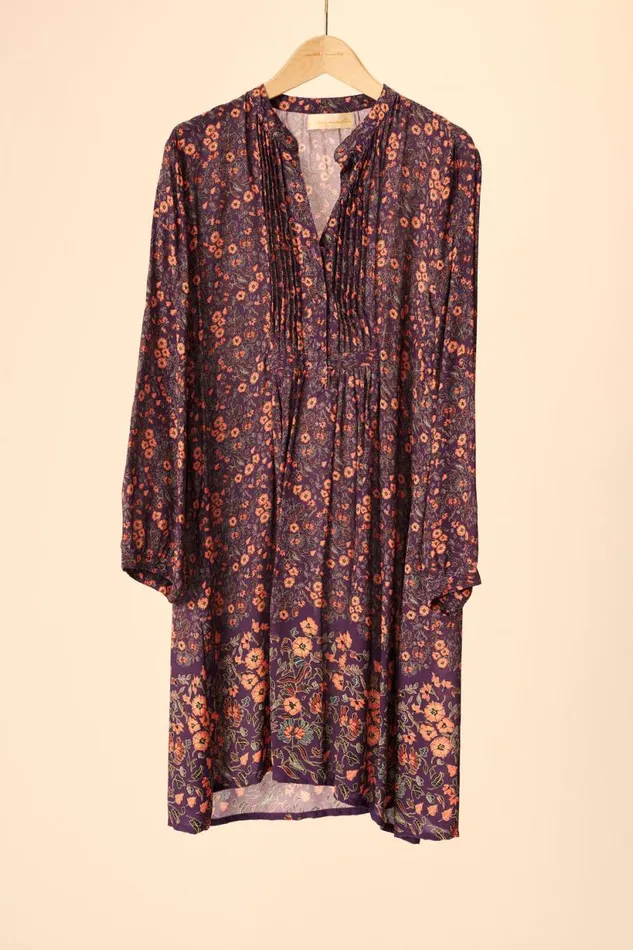 Natalie Martin SAMMIE SHORT DRESS Petite Fleur Aubergine Shop Dresses
