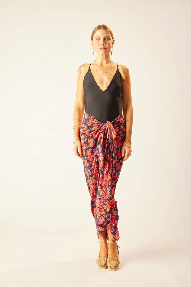 Natalie Martin SARONGSCARF Silk Watercolor Onyx Shop Bottoms