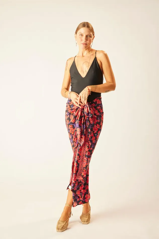 Natalie Martin SARONGSCARF Silk Watercolor Onyx Shop Bottoms