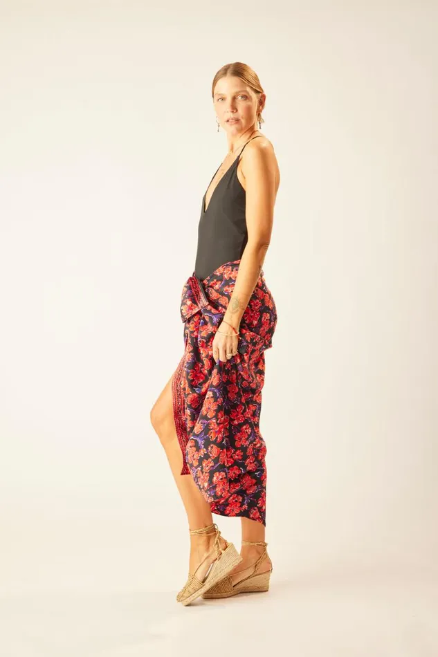 Natalie Martin SARONGSCARF Silk Watercolor Onyx Shop Bottoms