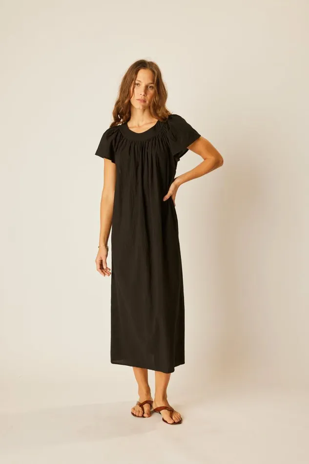 Natalie Martin SIENNA DRESS Black Flat Cotton Shop Dresses