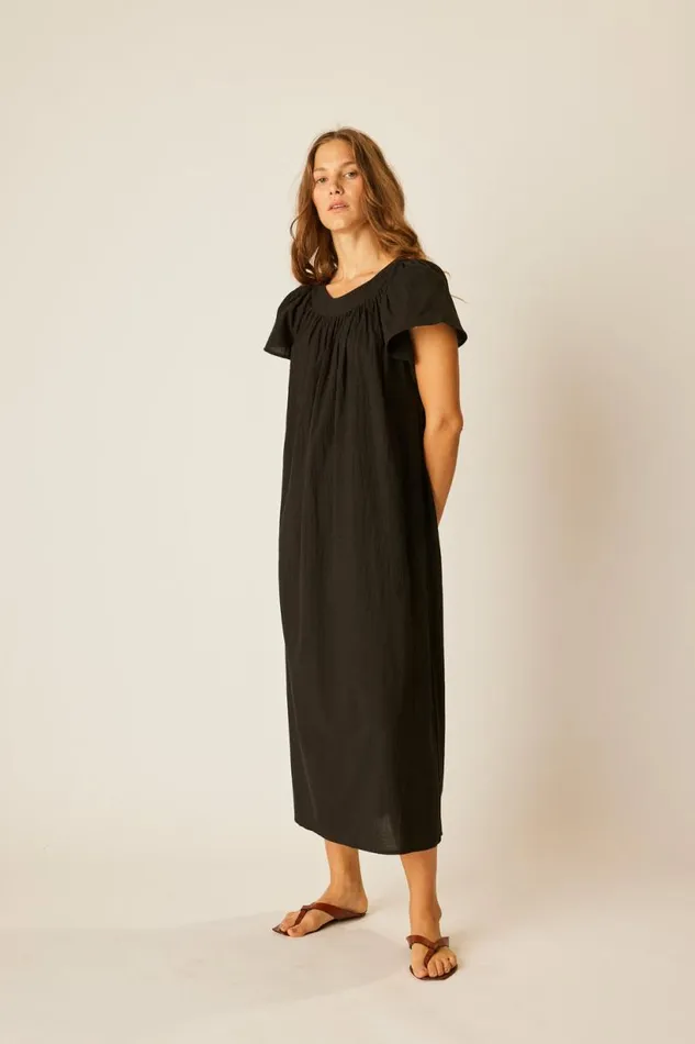 Natalie Martin SIENNA DRESS Black Flat Cotton Shop Dresses