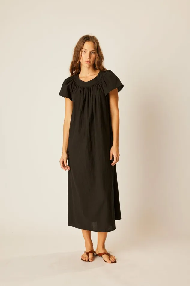 Natalie Martin SIENNA DRESS Black Flat Cotton Shop Dresses