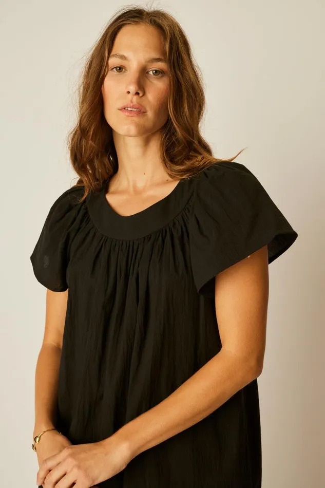 Natalie Martin SIENNA DRESS Black Flat Cotton Shop Dresses