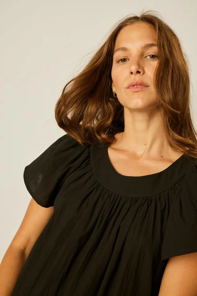 Natalie Martin SIENNA DRESS Black Flat Cotton Shop Dresses