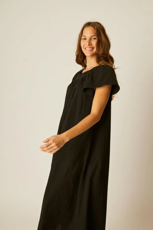 Natalie Martin SIENNA DRESS Black Flat Cotton Shop Dresses