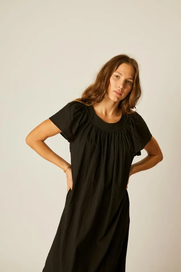 Natalie Martin SIENNA DRESS Black Flat Cotton Shop Dresses