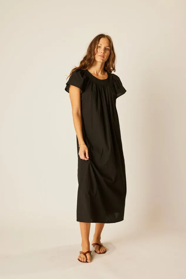 Natalie Martin SIENNA DRESS Black Flat Cotton Shop Dresses