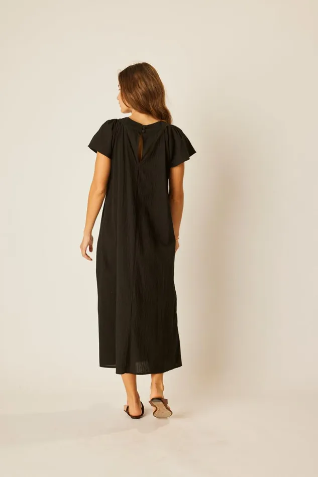 Natalie Martin SIENNA DRESS Black Flat Cotton Shop Dresses