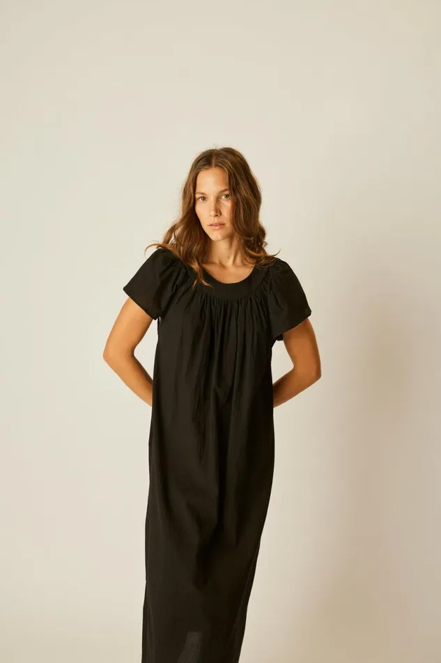 Natalie Martin SIENNA DRESS Black Flat Cotton Shop Dresses