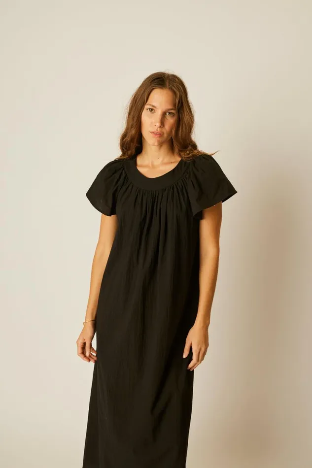 Natalie Martin SIENNA DRESS Black Flat Cotton Shop Dresses