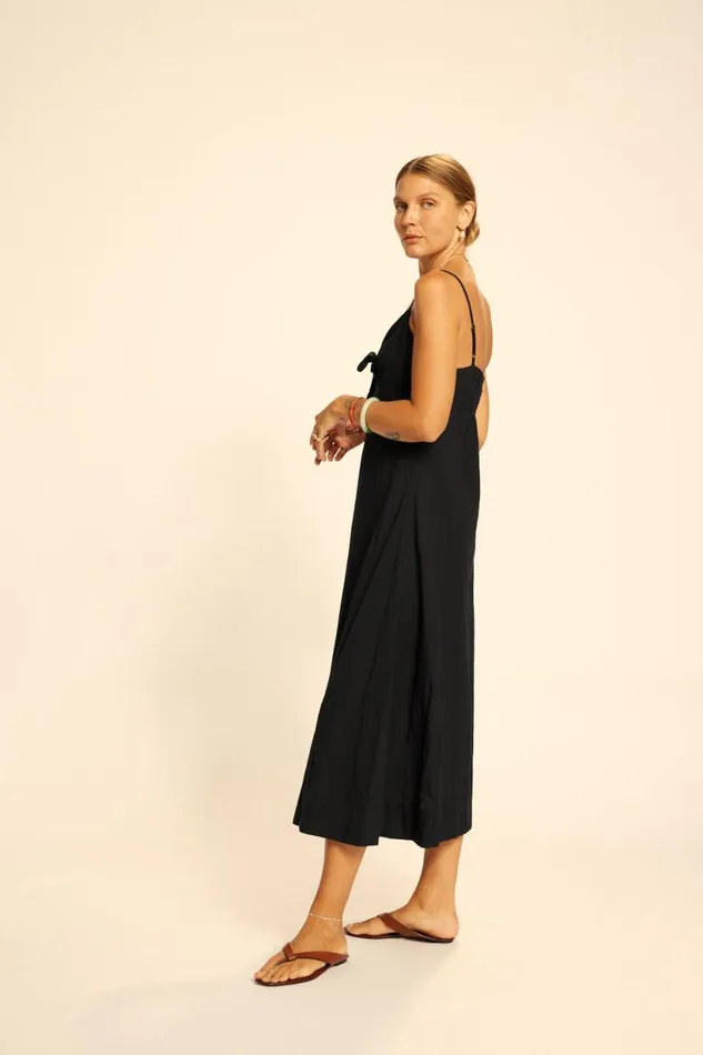 Natalie Martin SOPHIE DRESS Black Flat Cotton Shop Dresses