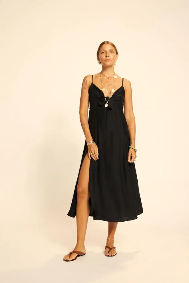Natalie Martin SOPHIE DRESS Black Flat Cotton Shop Dresses