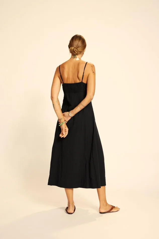 Natalie Martin SOPHIE DRESS Black Flat Cotton Shop Dresses