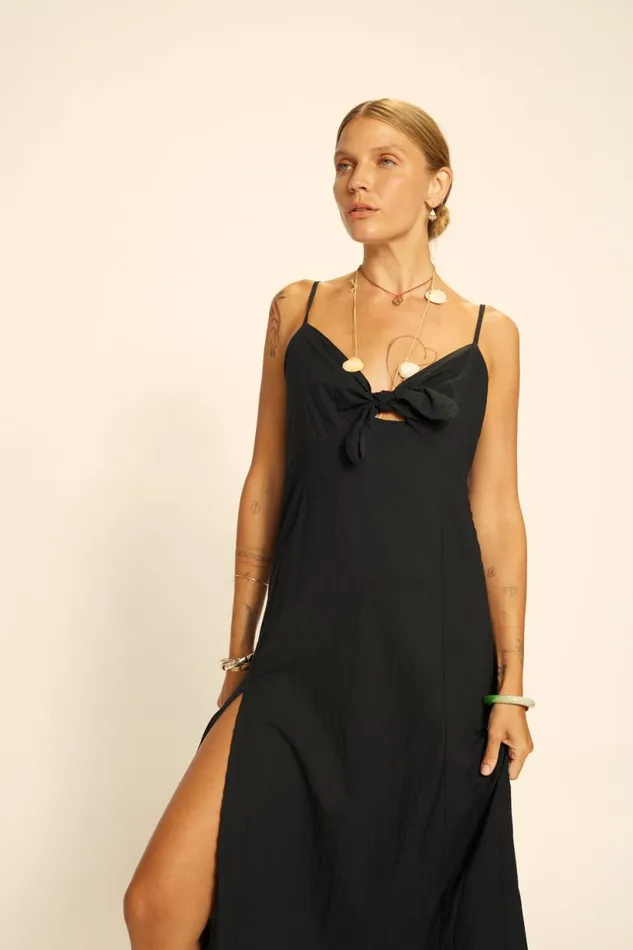 Natalie Martin SOPHIE DRESS Black Flat Cotton Shop Dresses
