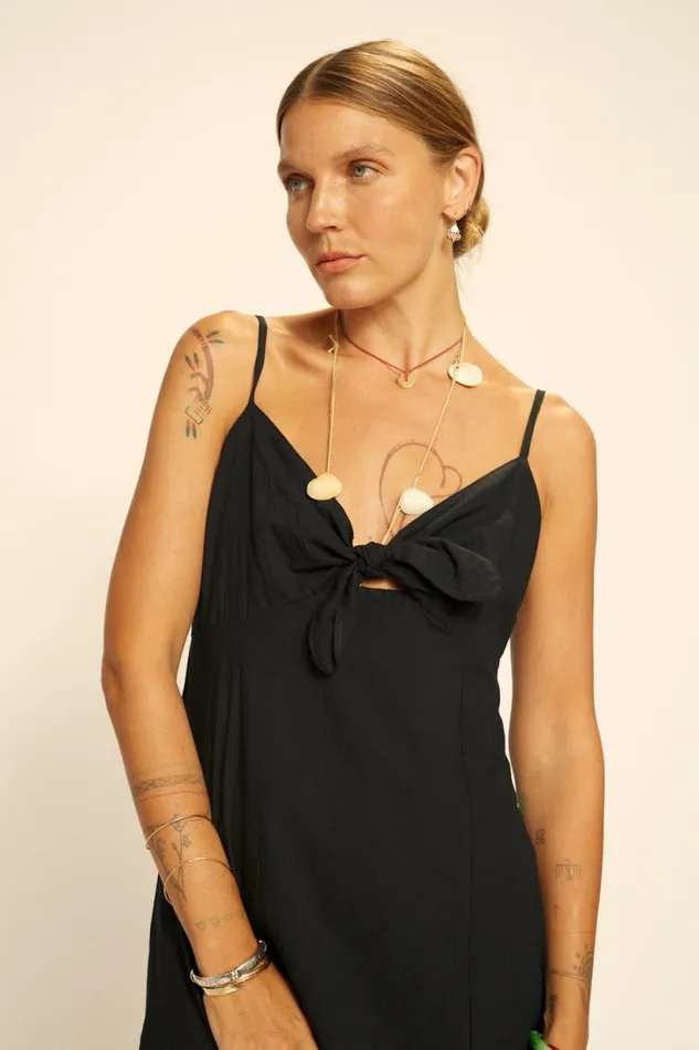 Natalie Martin SOPHIE DRESS Black Flat Cotton Shop Dresses