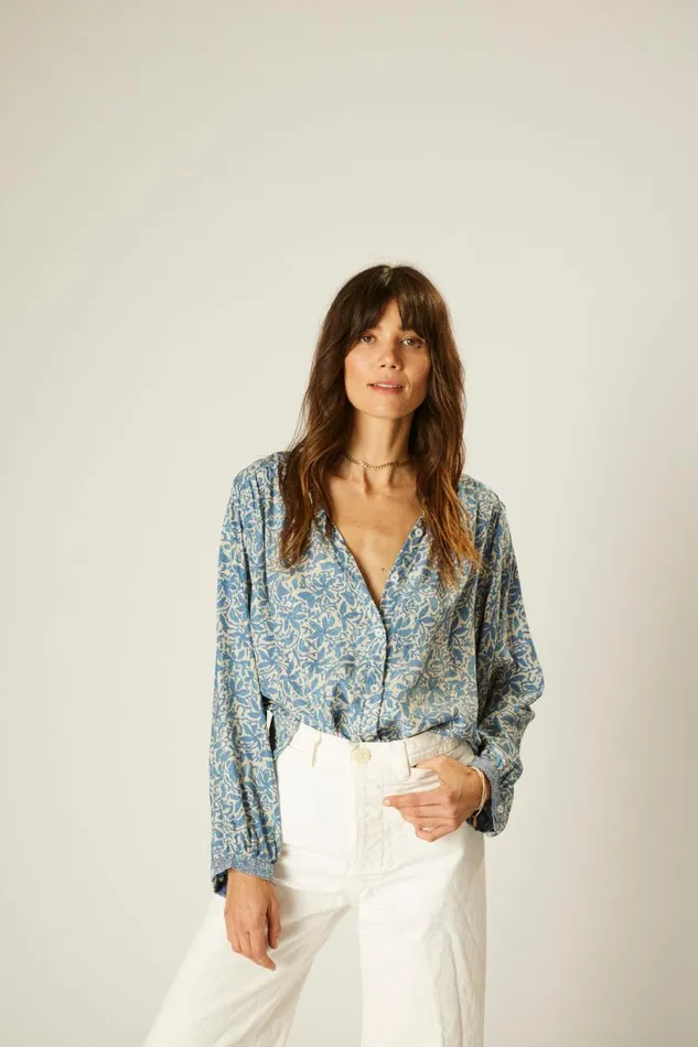 Natalie Martin TOLAN SHIRT Gloriosa Cornflower Shop Tops
