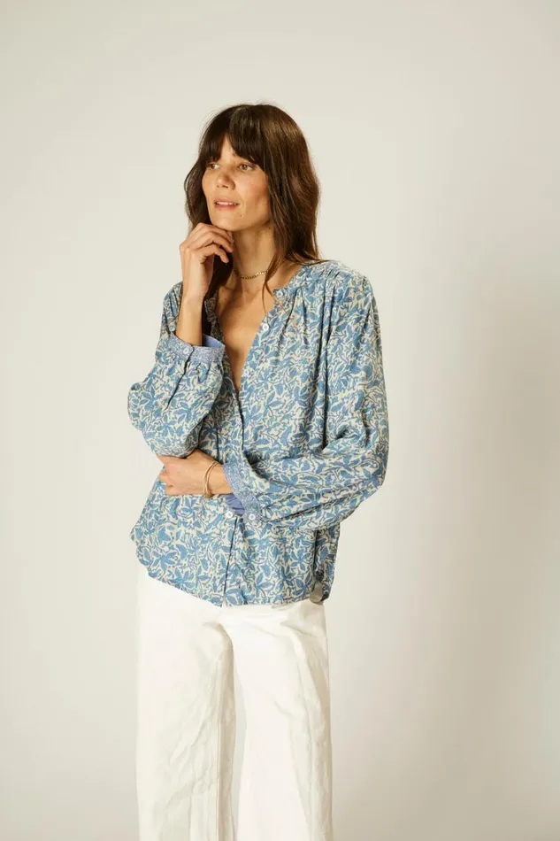Natalie Martin TOLAN SHIRT Gloriosa Cornflower Shop Tops