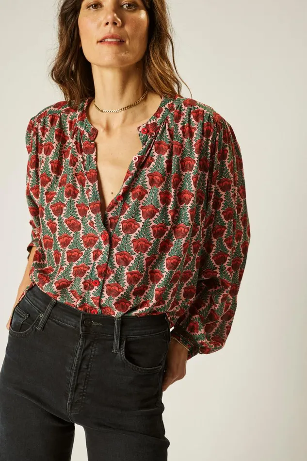 Natalie Martin TOLAN SHIRT Tulip Venetian Red Shop Tops