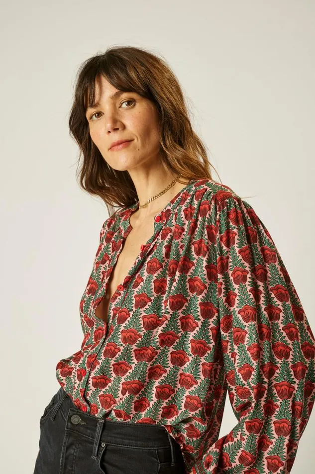 Natalie Martin TOLAN SHIRT Tulip Venetian Red Shop Tops