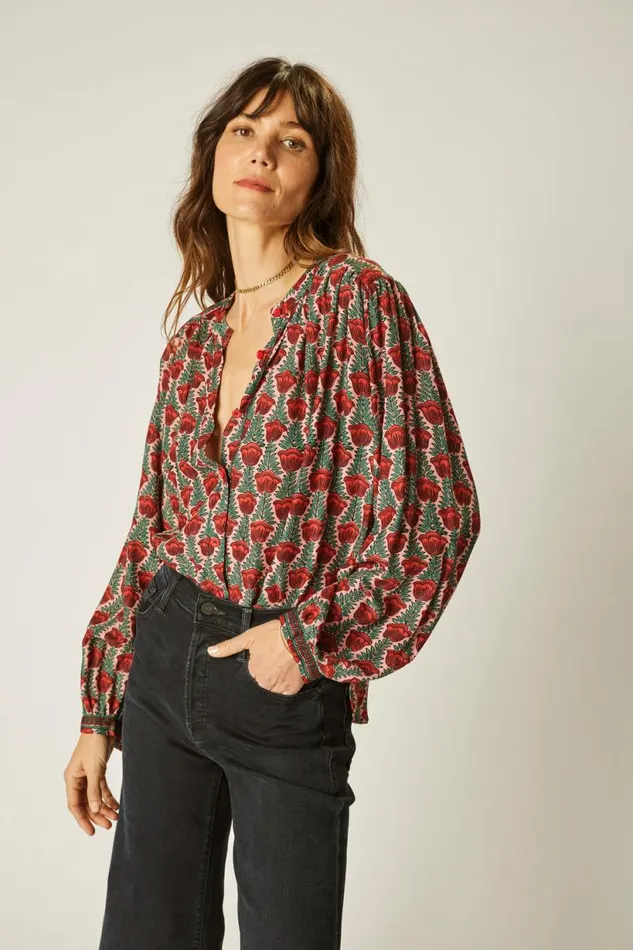 Natalie Martin TOLAN SHIRT Tulip Venetian Red Shop Tops