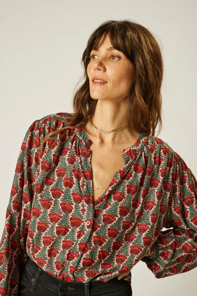 Natalie Martin TOLAN SHIRT Tulip Venetian Red Shop Tops