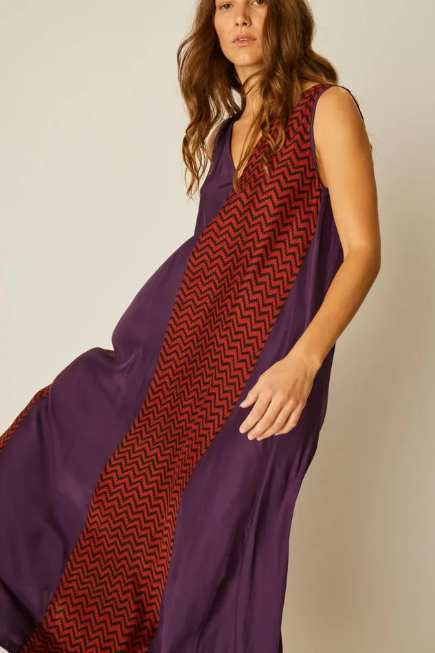 Natalie Martin TOVA MAXI Block Zigzag Aubergine Shop Dresses