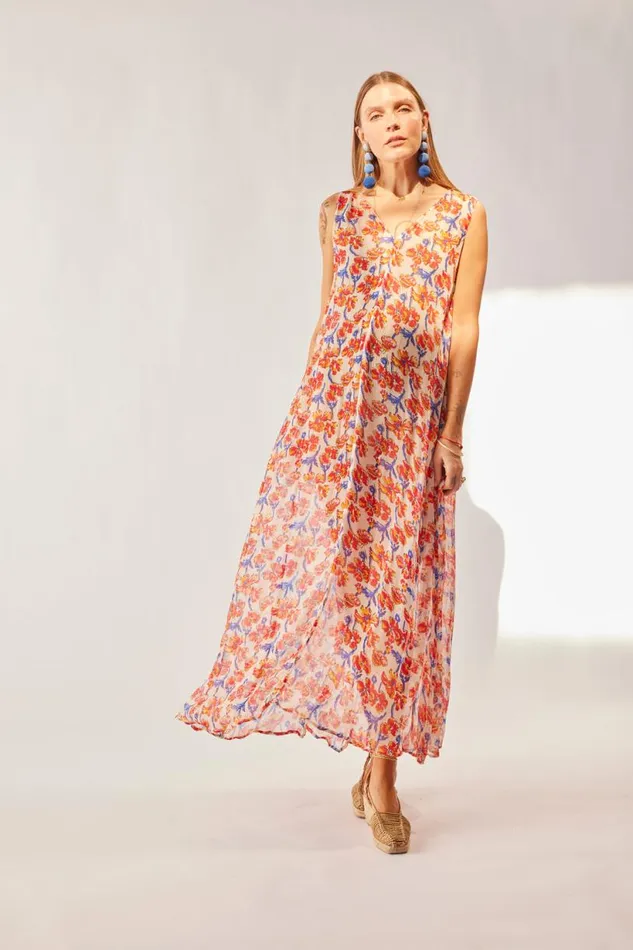 Natalie Martin TOVA MAXI Chiffon Watercolor Onyx Shop Dresses