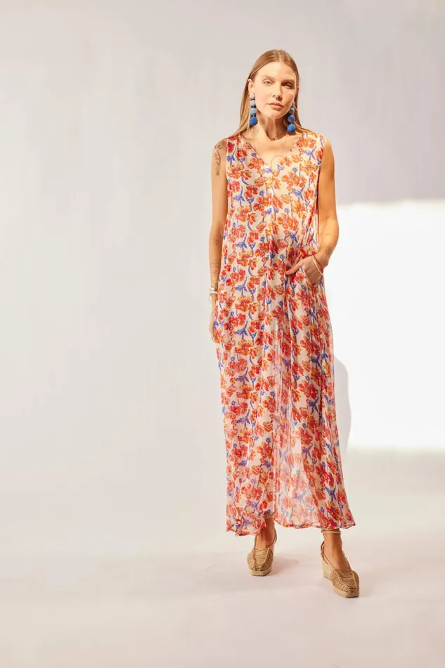 Natalie Martin TOVA MAXI Chiffon Watercolor Onyx Shop Dresses