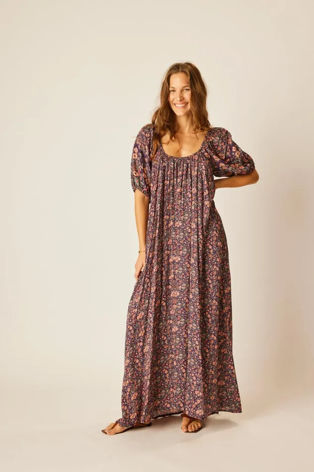 Natalie Martin VIVI DRESS Petite Fleur Aubergine Shop Dresses