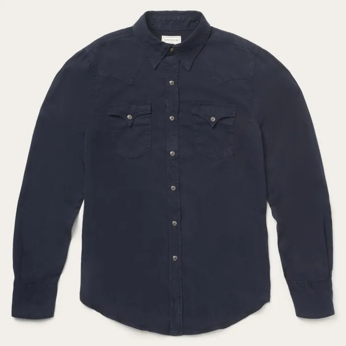 Navy Twill Shirt Blue Men Stetson Western Shirts