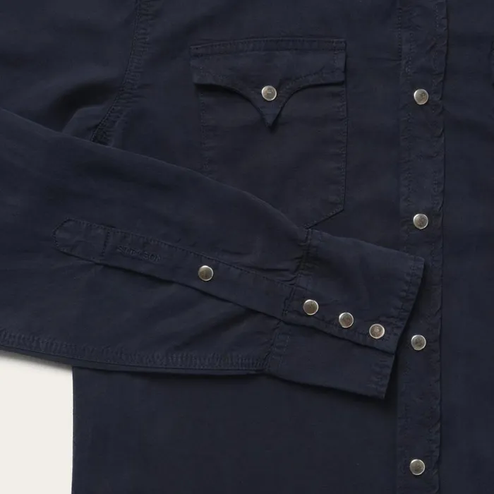 Navy Twill Shirt Blue Men Stetson Western Shirts