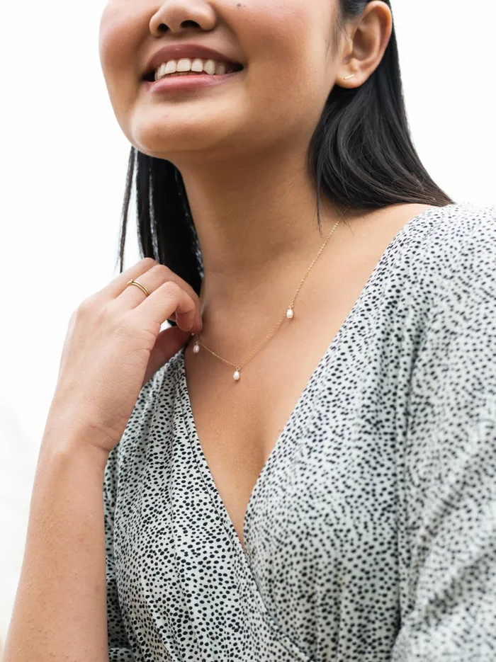 Necklaces Women Triple Pearl Necklace 14k Goldfilled Able