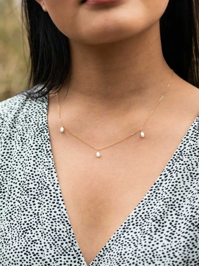Necklaces Women Triple Pearl Necklace 14k Goldfilled Able