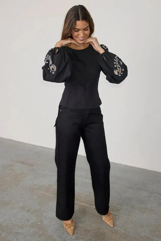 Never Fully Dressed Black Enchanted Lillie Top Women Modest Dressing
