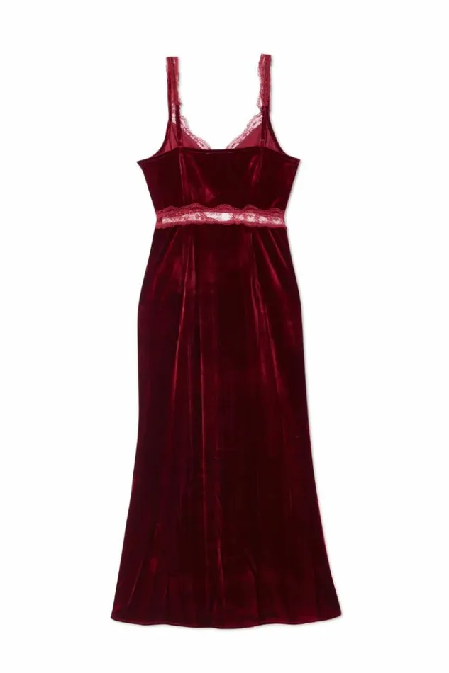 Never Fully Dressed Burgundy Velvet Mimi Dress Women Midi