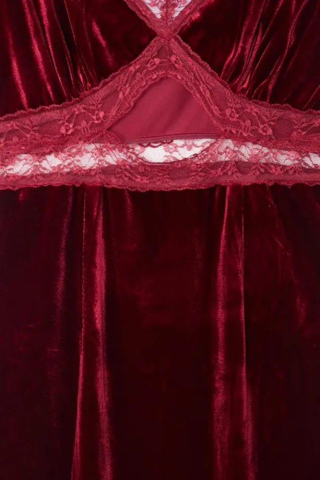 Never Fully Dressed Burgundy Velvet Mimi Dress Women Midi