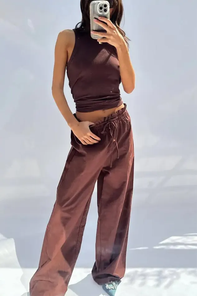 Never Fully Dressed Chocolate Ribbed Tank Women Tops and TShirts