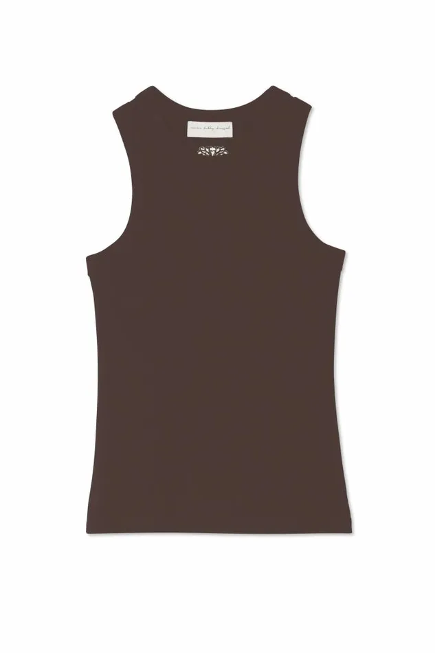 Never Fully Dressed Chocolate Ribbed Tank Women Tops and TShirts