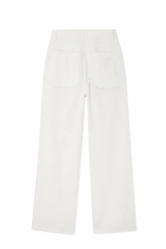 Never Fully Dressed Ecru Scallop Detail Jeans Women Denim