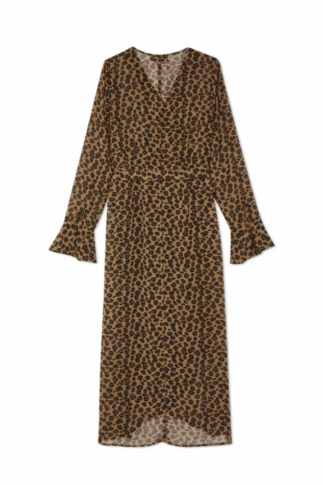 Never Fully Dressed Leopard Lucia Sheer Wrap Dress Women Leopard Print