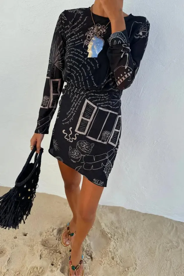 Never Fully Dressed Mono Palma Mesh Mini Wrap Dress Women Newness