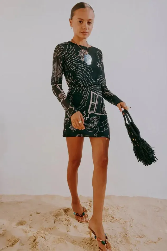 Never Fully Dressed Mono Palma Mesh Mini Wrap Dress Women Newness
